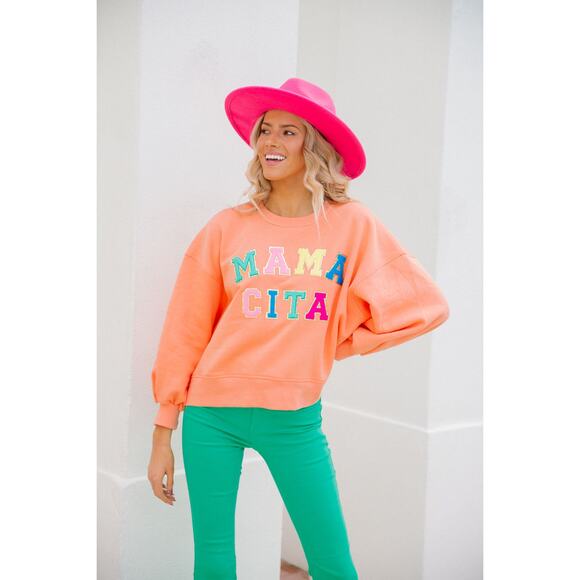 Judith March “MAMACITA PULLOVER” sweatshirt Orange Multicolor NWT Women’s  S - Picture 8 of 8